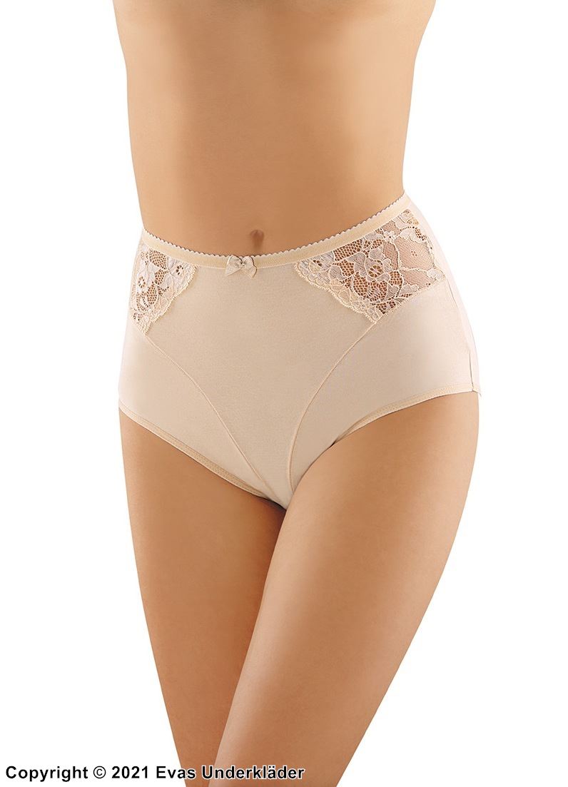 High waist panties, high quality cotton, lace overlay, S to 3XL